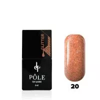 Гель-лак POLE - Glitter №20 - мандариновый коктейль (8 мл.)