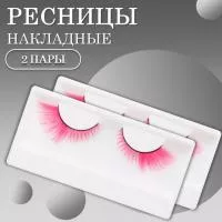 Набор Ресницы накладные пучки розовые 1 пара - 2 шт