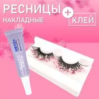 Ресницы накладные с блестками Нежно розовые с клеем