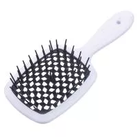 Щетка для волос SuperBrush Plus Patent White , 11 рядов 205х85мм (02 Бело-черная)