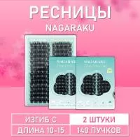 Ресницы Nagaraku в одной палетке, 140 пучков C 10-15 mm 2 шт.