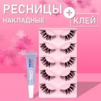 Накладные черные ресницы В79 с клеем