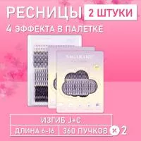 НЕАКТИВЕН Ресницы Nagaraku четыре типа в одной палетке, 360 пучков C + J 2 шт