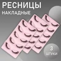 Ресницы накладные пучки черные пять пар 3 шт QLF05