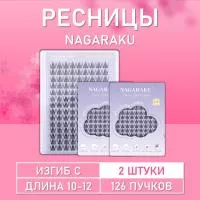 Ресницы Nagaraku в одной палетке, 126 пучков C 10-12 mm 2 шт.