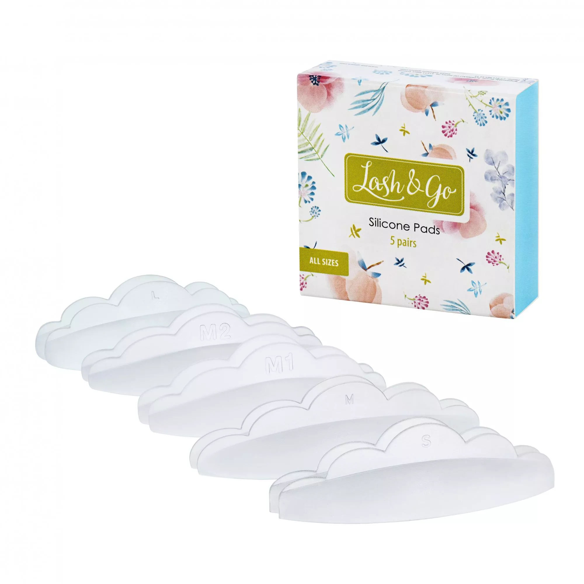Набор силиконовых валиков Lash&Go (Лэш гоу), 5 пар, размеры S, M, M1, M2, L в подарок