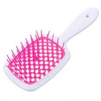 Щетка для волос SuperBrush Plus Patent White , 11 рядов 205х85мм (04 Бело-малиновая)
