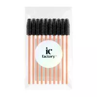 Щеточка для ресниц и бровей черная с бамбуковой ручкой ICFACTORY, 10 шт.