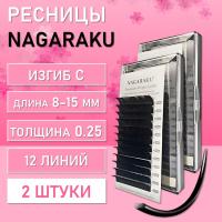 Ресницы черные NAGARAKU Premium Ellips C, 0.25, 8-15 mm 2 шт