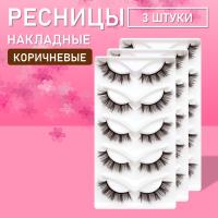 Коричневые накладные ресницы Zong 14  3 шт